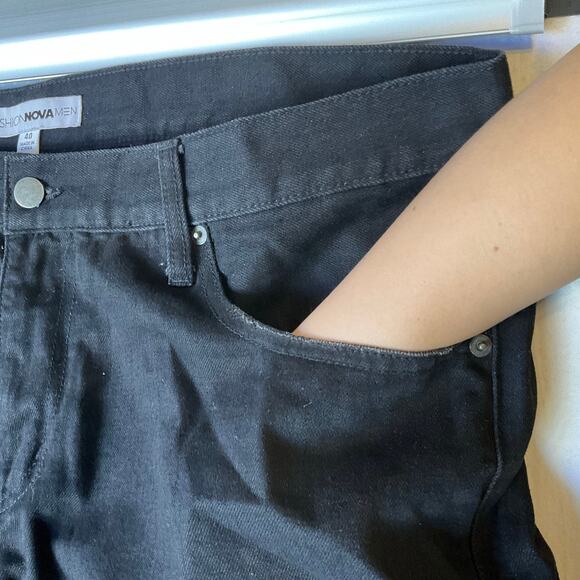 Fashion Nova Men Jeans size 40 Black Mid Rise Straight Leg - Picture 8 of 11